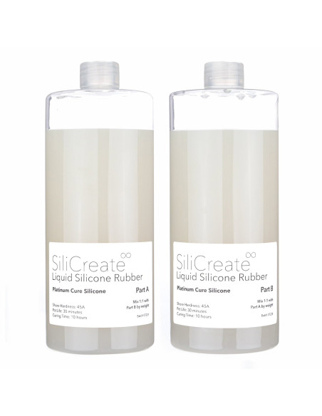 Cauciuc siliconic lichid SiliCreate, cu întărire prin platină, mediu-ferm, Shore 45A